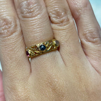 Gold filigree band with semi preciuous cabochon stones-wedding rings-The Antique Ring Shop