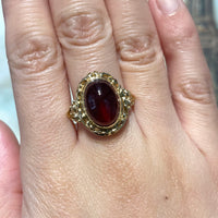 Vintage cabochon garnet ring in 14 carat gold-Vintage Rings-The Antique Ring Shop