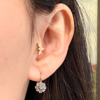 Vintage rose diamond earrings in silver and gold