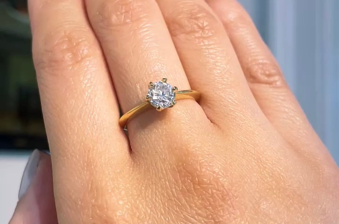 One carat diamond solitaire in 18 carat gold-engagement rings-The Antique Ring Shop