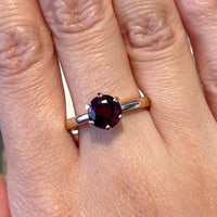 18 carat gold garnet solitaire ring-Vintage Rings-The Antique Ring Shop