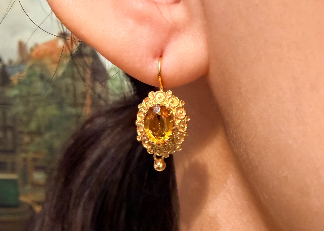 Vintage 14 carat gold earrings-Earrings-The Antique Ring Shop