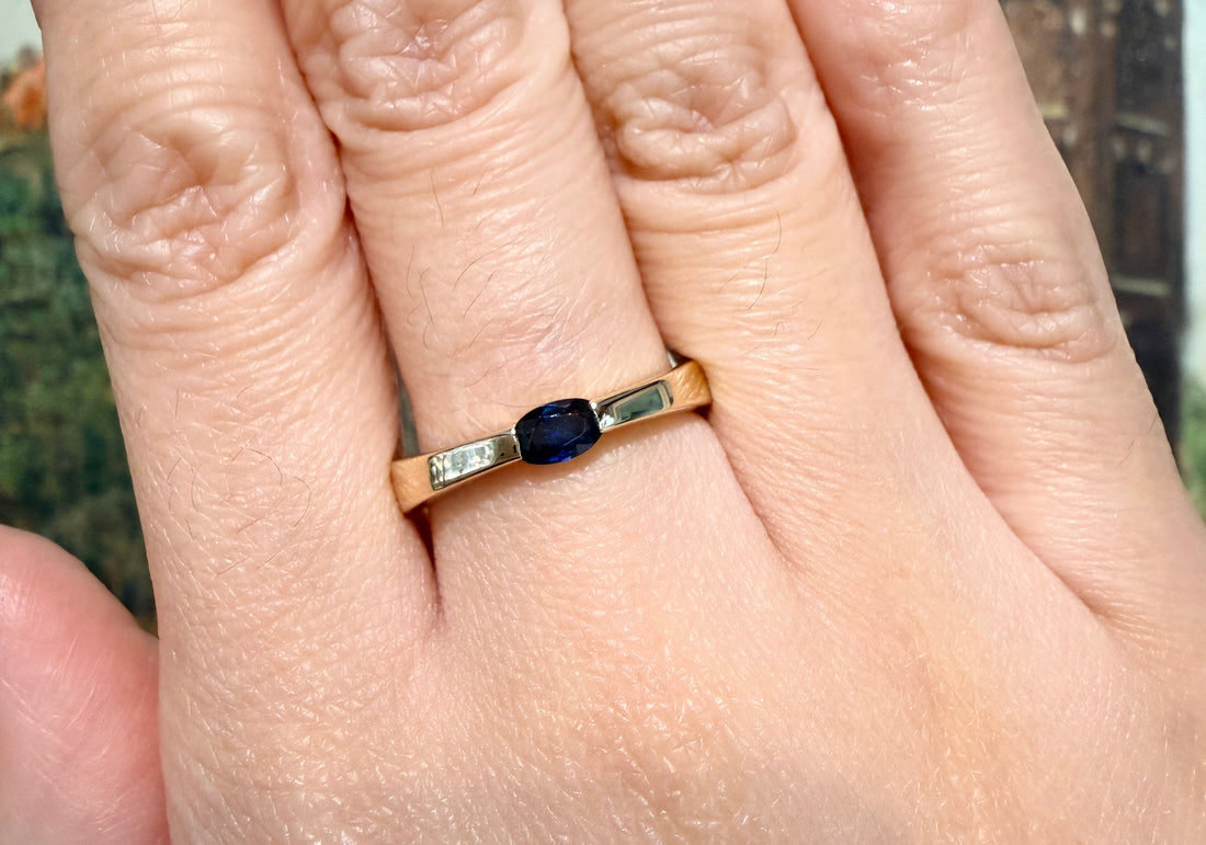 Single stone sapphire ring-Vintage Rings-The Antique Ring Shop