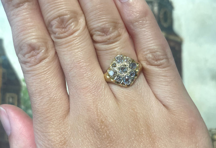 Victorian old mine cut diamond cluster ring-Antique rings-The Antique Ring Shop