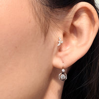 Antique diamond earrings in 14 carat gold and silver-Earrings-The Antique Ring Shop