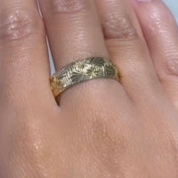 Vintage wedding ring with a star motif-wedding rings-The Antique Ring Shop