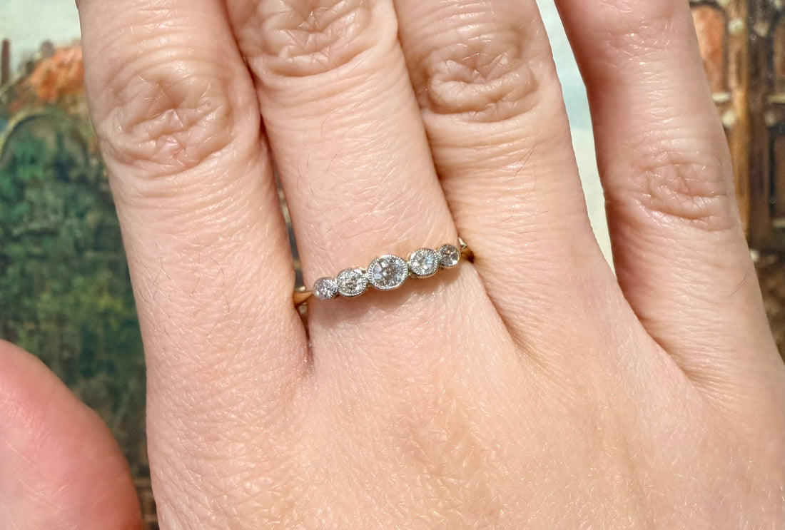 Edwardian five stone old cut diamond ring-Antique rings-The Antique Ring Shop