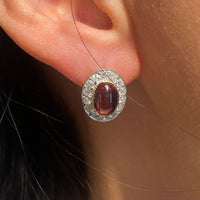 Garnet & Diamond Gold Studs-Earrings-The Antique Ring Shop