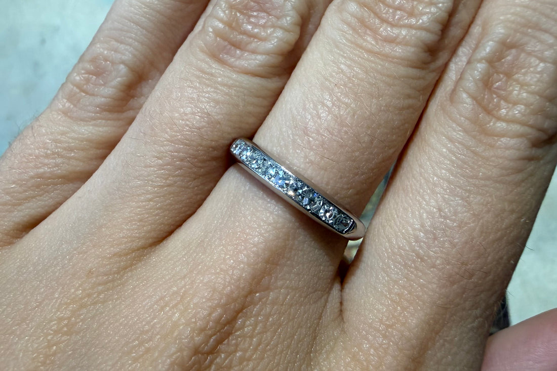 Platinum ring with diamonds