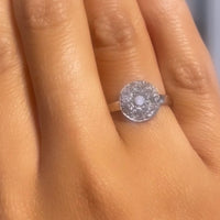 14 Carat White Gold Cluster Ring with 1/2 & Old Cut Diamonds-Antique rings-The Antique Ring Shop