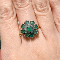 Vintage emerald and diamond cluster ring-Vintage Rings-The Antique Ring Shop