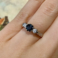 Vintage sapphire and diamond ring-Vintage Rings-The Antique Ring Shop