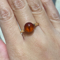 Cabochon amber ring in 14 carat gold-Vintage Rings-The Antique Ring Shop