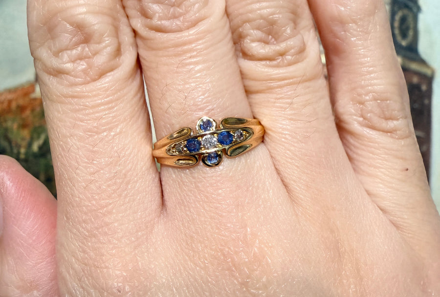 Victorian sapphire and diamond ring from 1899-Antique rings-The Antique Ring Shop