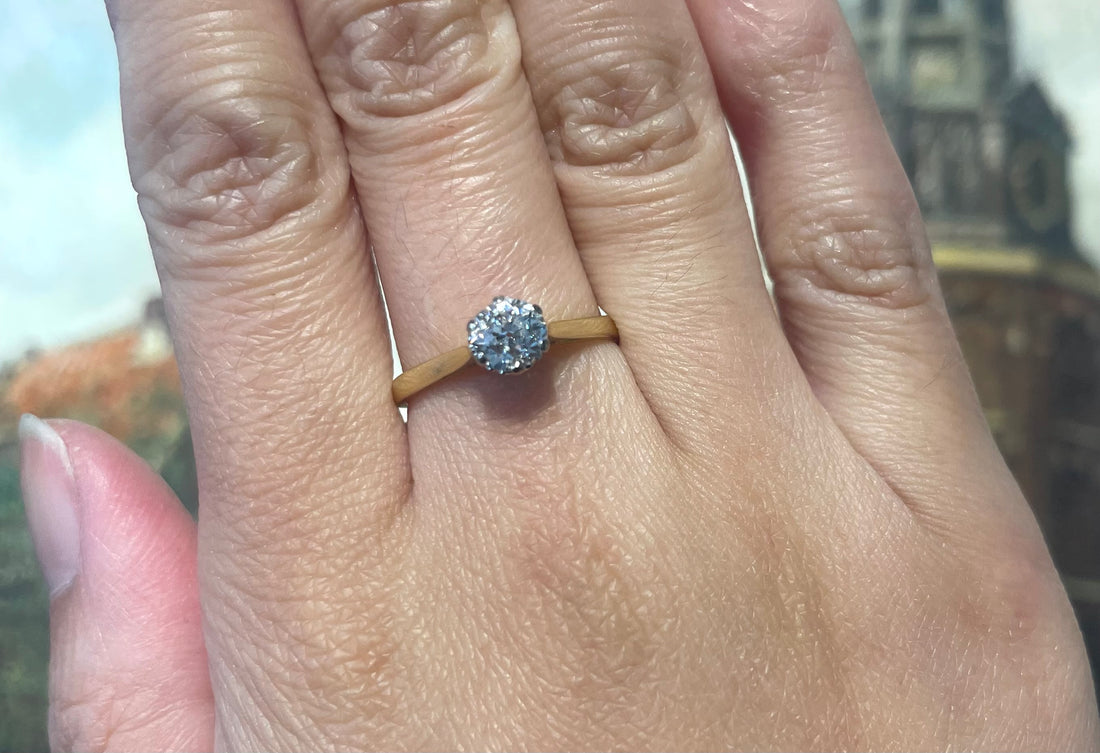 Vintage old cut diamond solitaire ring-engagement rings-The Antique Ring Shop