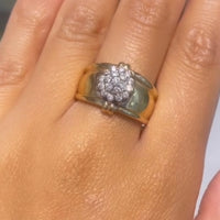 14 carat gold band with a diamond cluster-vintage rings-The Antique Ring Shop