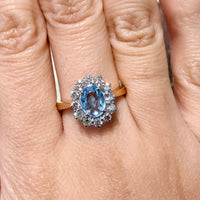 Aquamarine and diamond ring in 18 carat gold