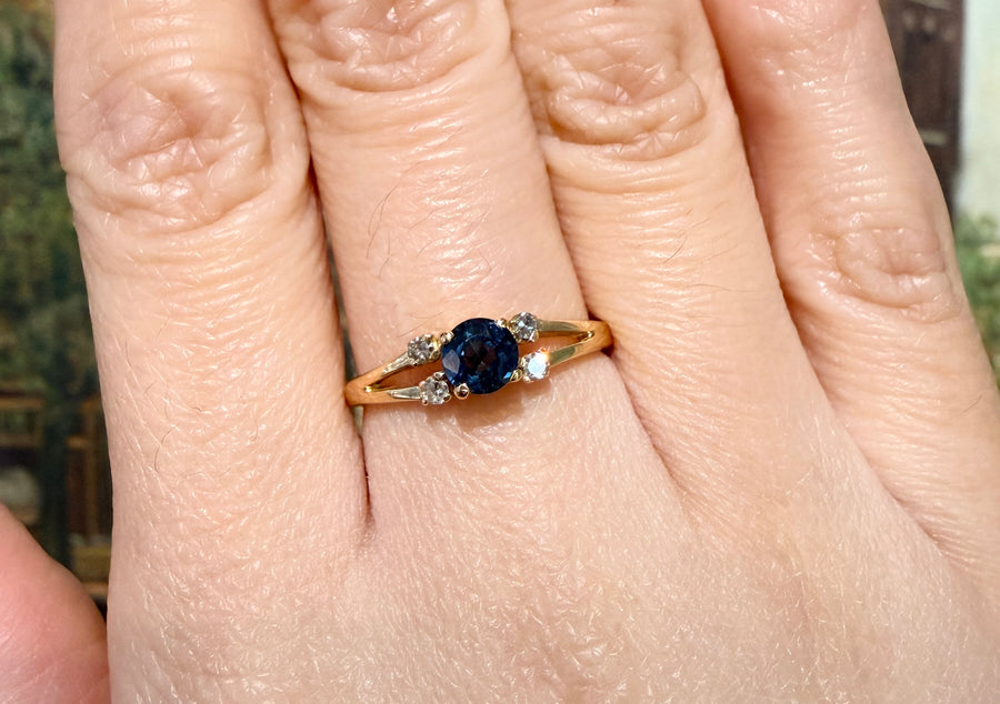 Vintage sapphire and diamond ring-engagement rings-The Antique Ring Shop