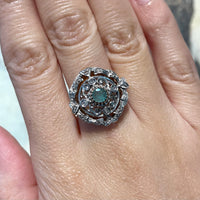 Antique Emerald and rose cut diamond ring-Antique rings-The Antique Ring Shop