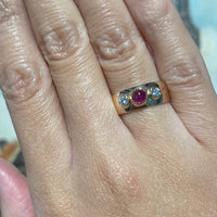 Cabochon ruby and diamond ring-Vintage Rings-The Antique Ring Shop