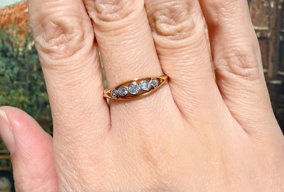Edwardian five stone old cut diamond ring