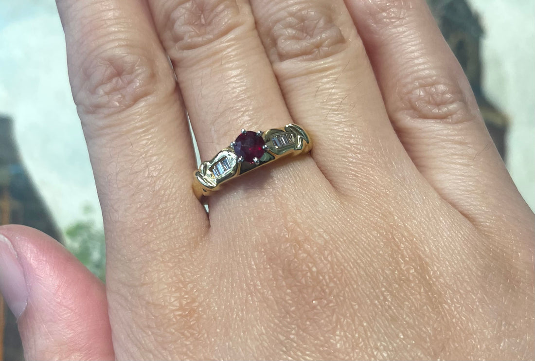 Ruby and baguette diamond ring-engagement rings-The Antique Ring Shop