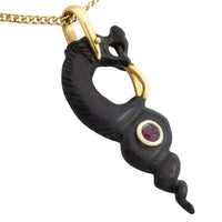 Ebony gold and ruby serpent pendant-Pendants-The Antique Ring Shop