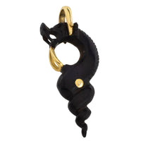 Ebony gold and ruby serpent pendant-Pendants-The Antique Ring Shop