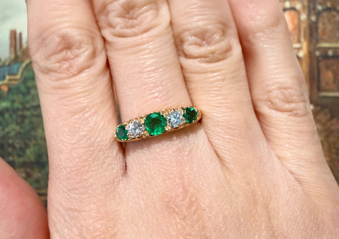 Vintage emerald and diamond ring