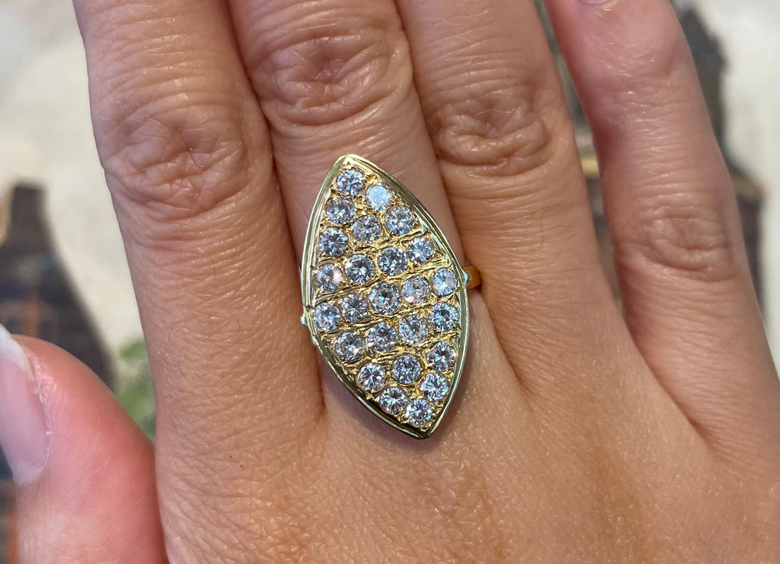 Marquise diamond ring in 14 carat gold-Vintage Rings-The Antique Ring Shop