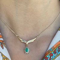 Emerald and diamond collier-Necklaces-The Antique Ring Shop