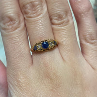 Edwardian sapphire and rose diamond ring from 1906-Antique rings-The Antique Ring Shop