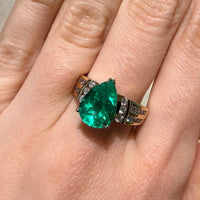 Colombian emerald and diamond ring in 18 carat gold-engagement rings-The Antique Ring Shop