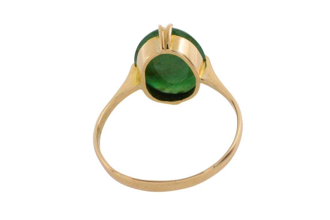Cabochon jade ring in 14 carat gold-Vintage Rings-The Antique Ring Shop