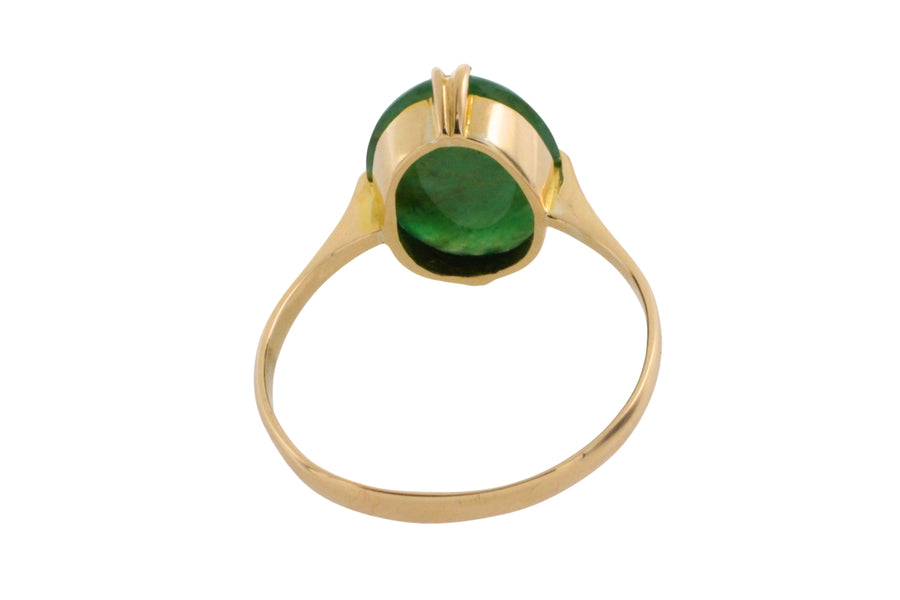 Cabochon jade ring in 14 carat gold-Vintage Rings-The Antique Ring Shop