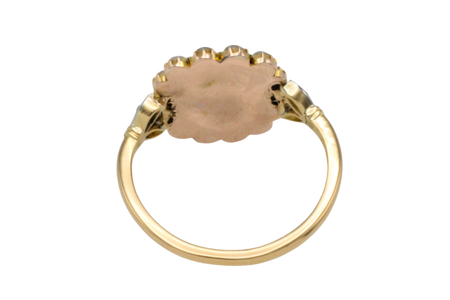 Tourmaline pearl and rose diamond ring-Antique rings-The Antique Ring Shop