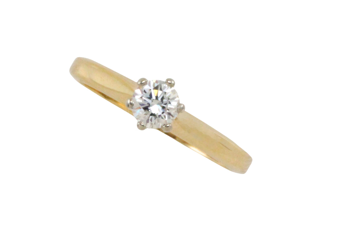 Diamond solitaire ring in 14 carat gold-engagement rings-The Antique Ring Shop
