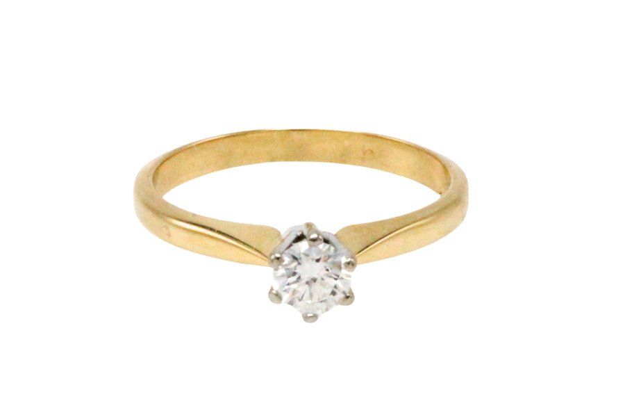 Diamond solitaire ring in 14 carat gold-engagement rings-The Antique Ring Shop