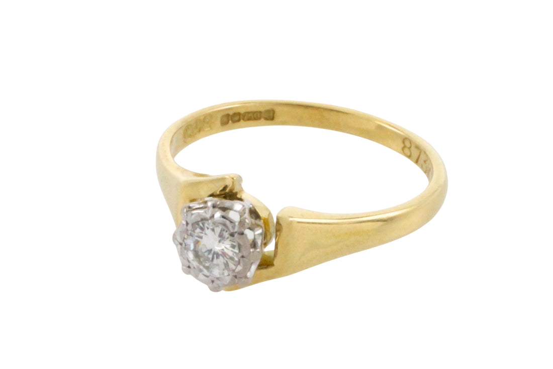 Vintage diamond solitaire ring-Vintage Rings-The Antique Ring Shop
