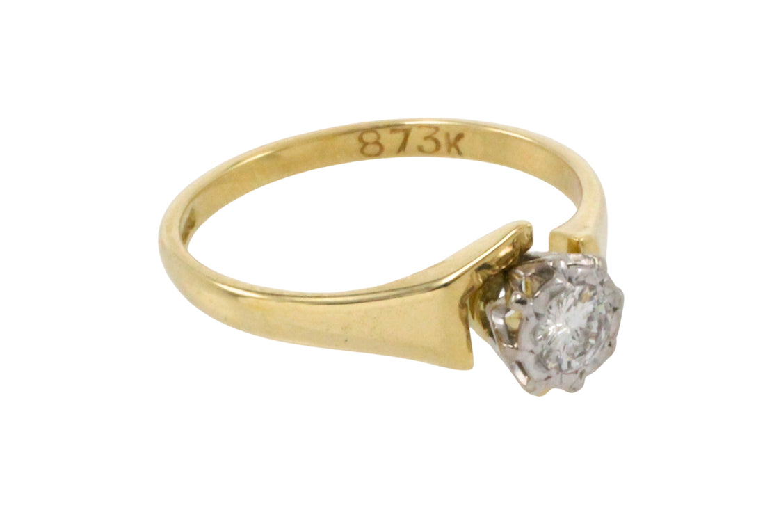 Vintage diamond solitaire ring-Vintage Rings-The Antique Ring Shop