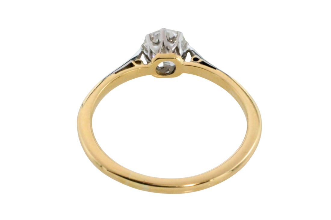 Diamond solitaire rig in plainum and gold-engagement rings-The Antique Ring Shop
