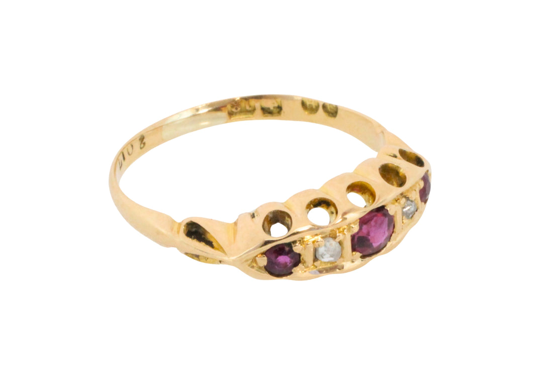 Edwardian period ruby and rose diamond ring-Antique rings-The Antique Ring Shop
