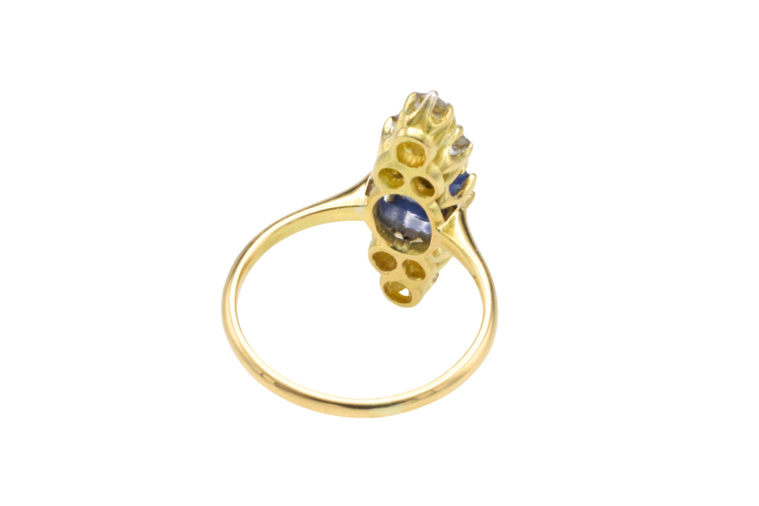 Victorian sapphire and old cut diamond ring-The Antique Ring Shop