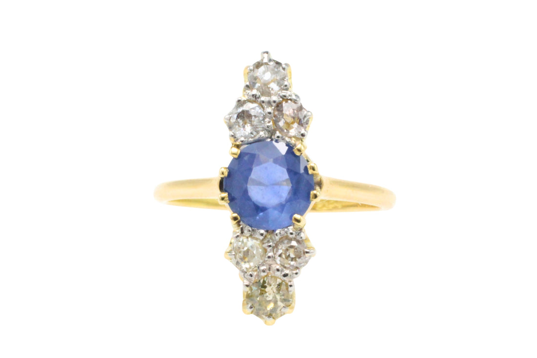Victorian sapphire and old cut diamond ring-The Antique Ring Shop