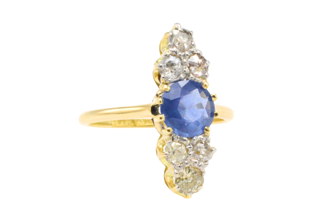 Victorian sapphire and old cut diamond ring-The Antique Ring Shop