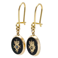 Onyx and pearl earrings in 14 carat gold-Earrings-The Antique Ring Shop