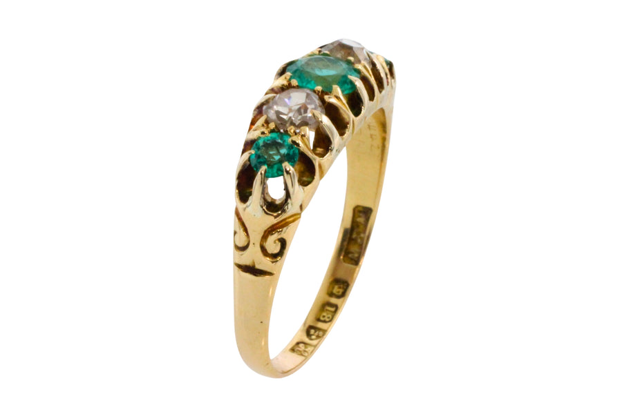 Edwardian emerald and diamond ring from 1908-Antique rings-The Antique Ring Shop