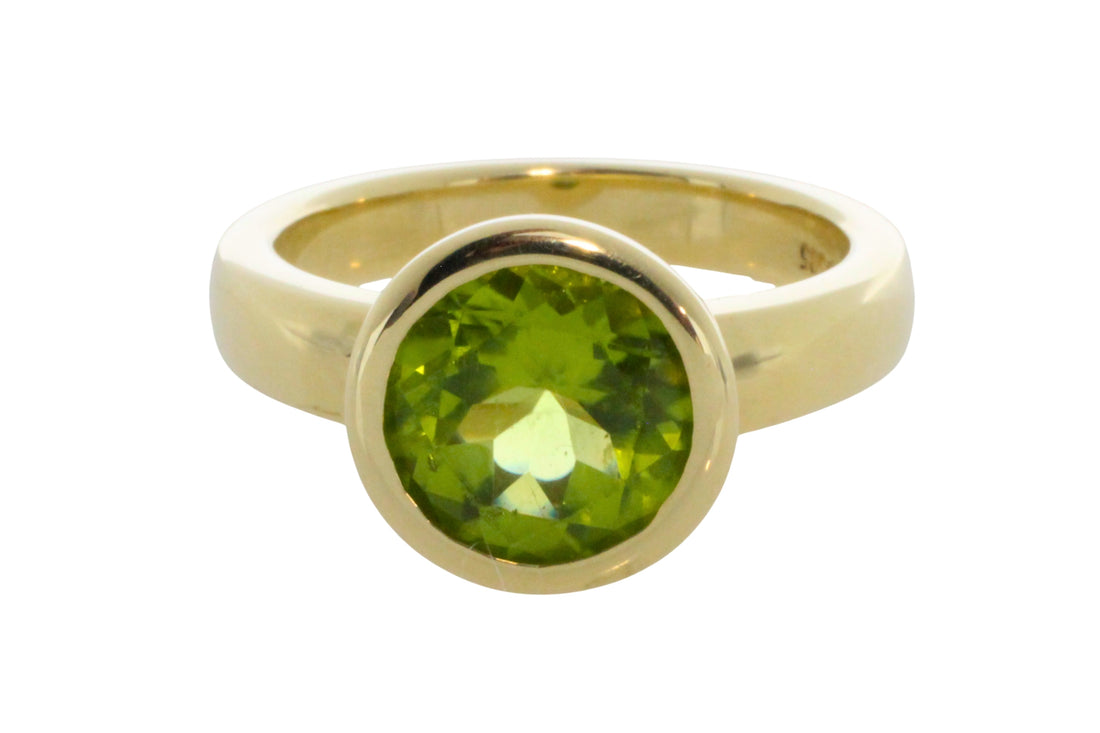 14 carat gold peridot ring-Vintage Rings-The Antique Ring Shop