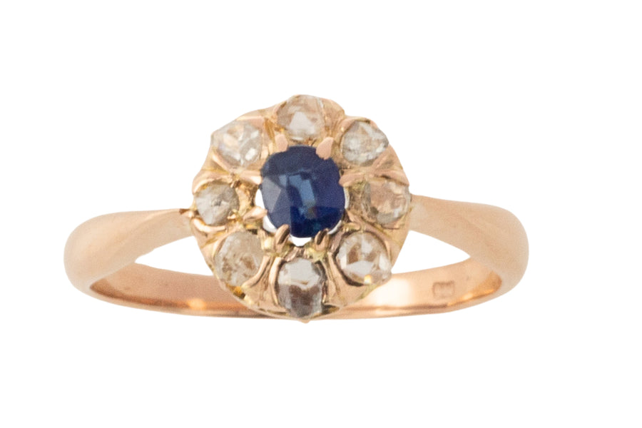 Antique rose diamond and sapphire ring-Antique rings-The Antique Ring Shop