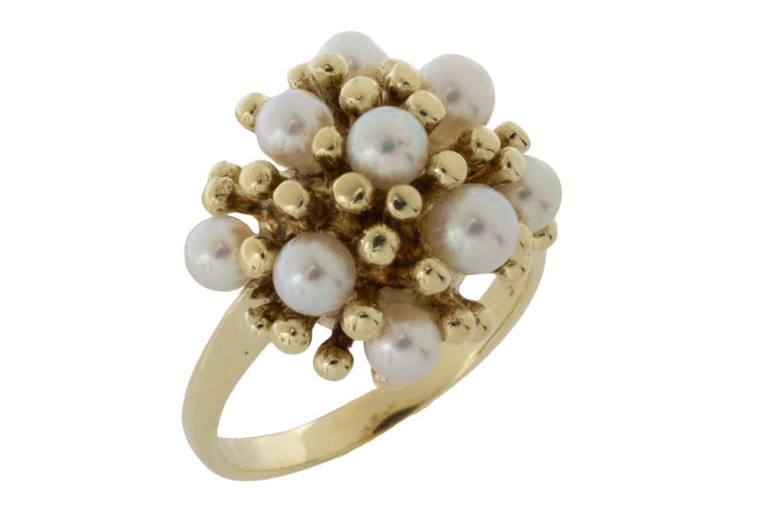 Vintage pearl ring in 14 carat gold-Vintage Rings-The Antique Ring Shop